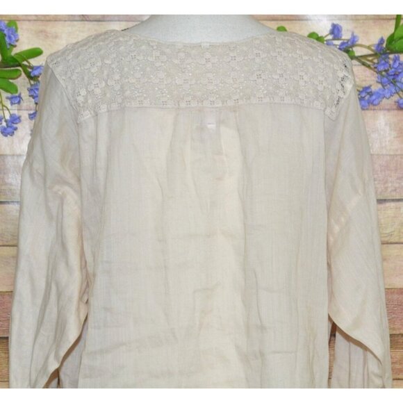 Chico's Beige Lace V-Neck Tunic Blouse Size 3 US XL Lagenlook Semi Sheer Neutral - Picture 8 of 11